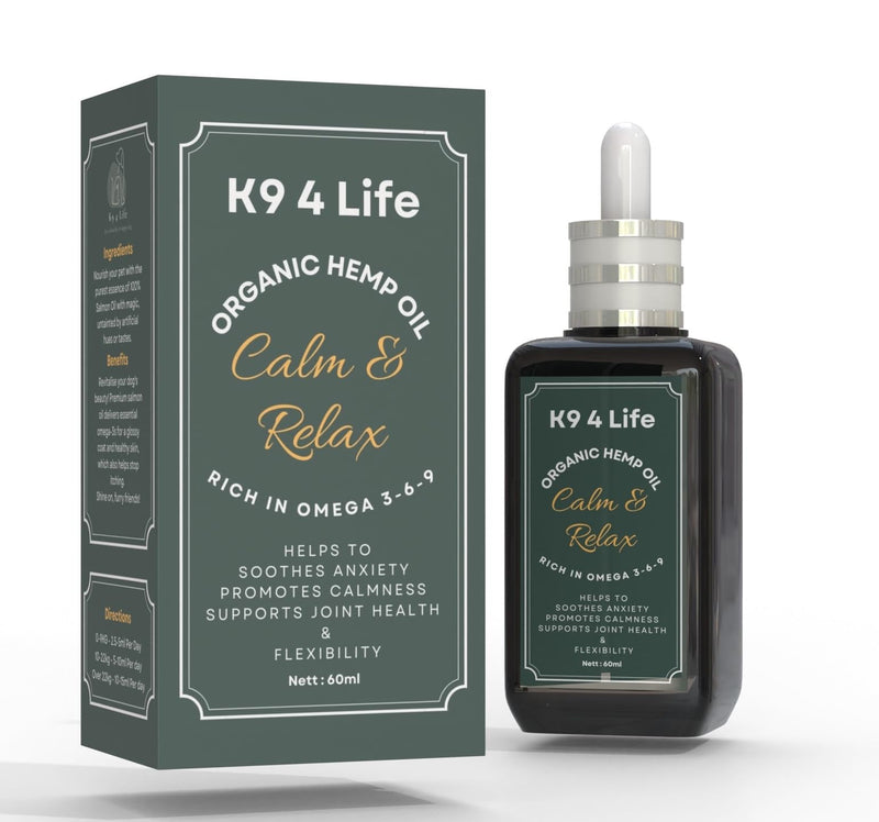Hemp Oil for Dogs – Calming Anxiety Relief, Joint Support, Skin & Coat Care – Natural All-in-One Dog Supplement for Stress, Mobility & Digestion – K9 4 Life Large