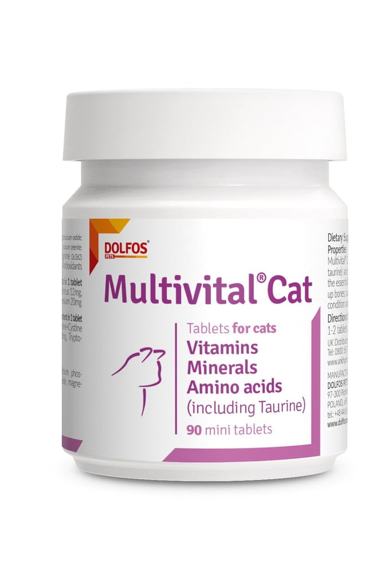 Multivital Cat 90 Mini Tablets Vitamins Minerals Amino acids Including Taurine for Cats