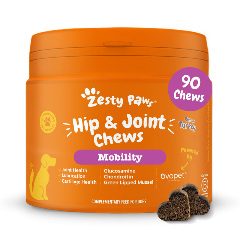 Zesty Paws Hip & Joint Chews for Dogs | Supports Joint Flexibility, Mobility, Healthy Cartilage & Helps Soothe Stiff Joints | With Glucosamine, Chondroitin, Green-Lipped Mussel | Daily Use | 90 Chews Adult
