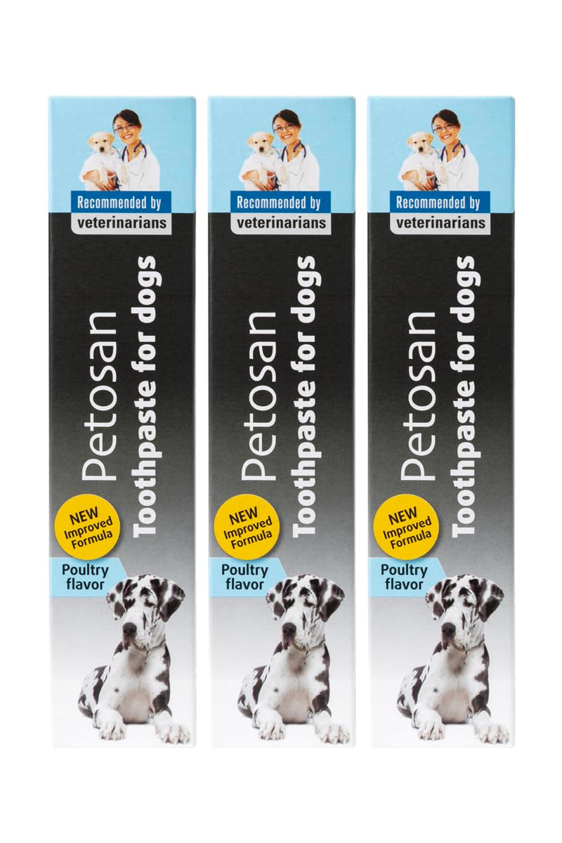 Petosan 3X Toothpaste for Dogs - 3x70g Toothpaste for Pet Dental Care - Anti-Tartar, Plaque Control, Vet-Approved - Fresh Breath and Oral Hygiene for All Dog Breeds