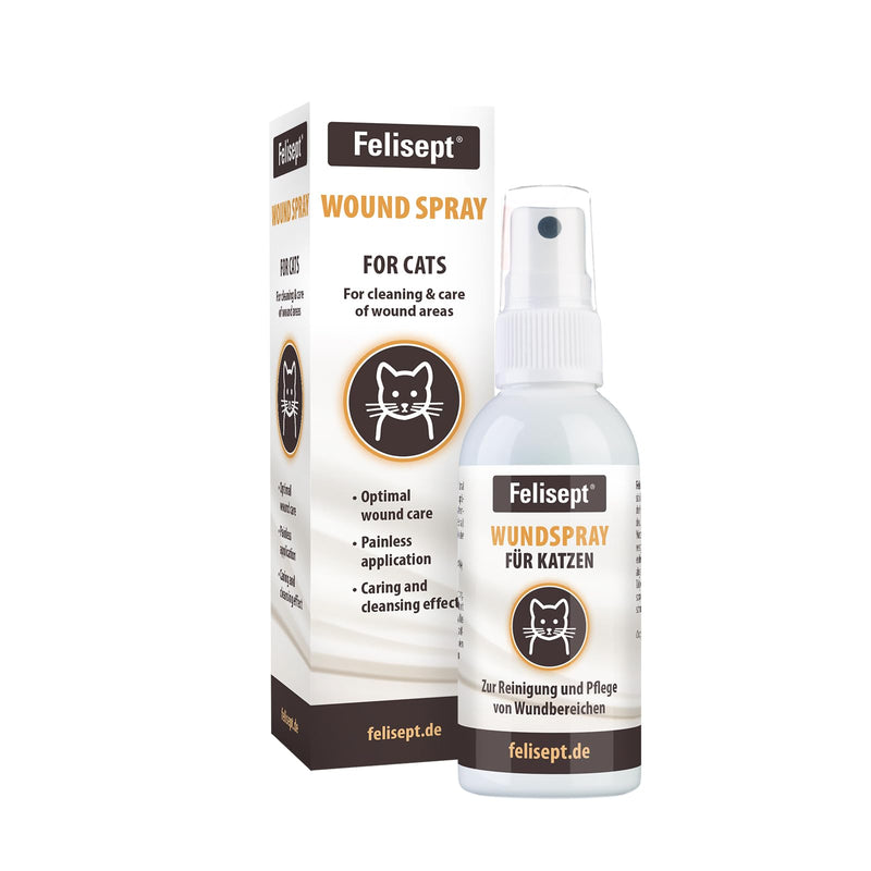 Felisept wound spray for cats 75ml - Cat antiseptic - Cat wound treatment, Wound spray for cats to clean wounds, skin and mucous membranes - Wound care for cats - Easy to use and painless for cats Wound Spray 75ml