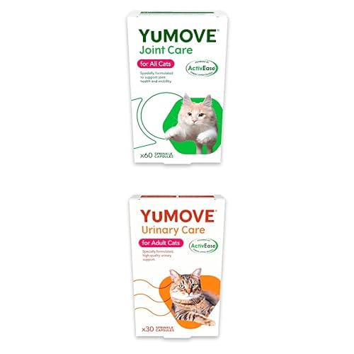 Bundle of YuMOVE Cat | Joint Supplement for Cats, All Ages and Breeds | 60 Capsules + YuMOVE Urinary Care for Adult Cats | Urinary and Bladder Support with Natural Ingredients | 30 Sprinkle Capsules