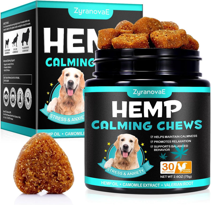 Calming Chews for Dog(Chicken 30PCS),100% Natural Ingredients Dogs Calming Treats,Helps Dog Anxiety & Stress Relief, Separation and Barking,for All Breeds & Sizes 2.6oz(75g) Chicken