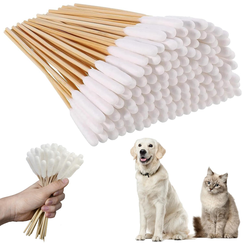 200Pcs Dog Cotton Buds Ear Cleaning Swabs, Dog Ear Budss Large 15CM Extra Large Cotton Buds for Pet Cleaning Disposable Cat Ears Cottons Swabs Sticks Dogs Earbuds(200Pcs)