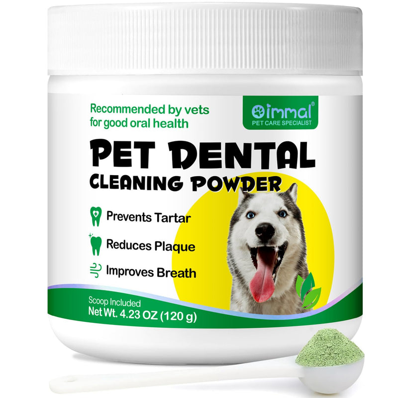 Plaque Off Remover For Dogs 120g Natural Dog Teeth Cleaning Product, Dog Dental Care with Probiotics, Dog Plaque and Tartar Remover, Breath Freshener Powder for Small, Medium, Large Dogs