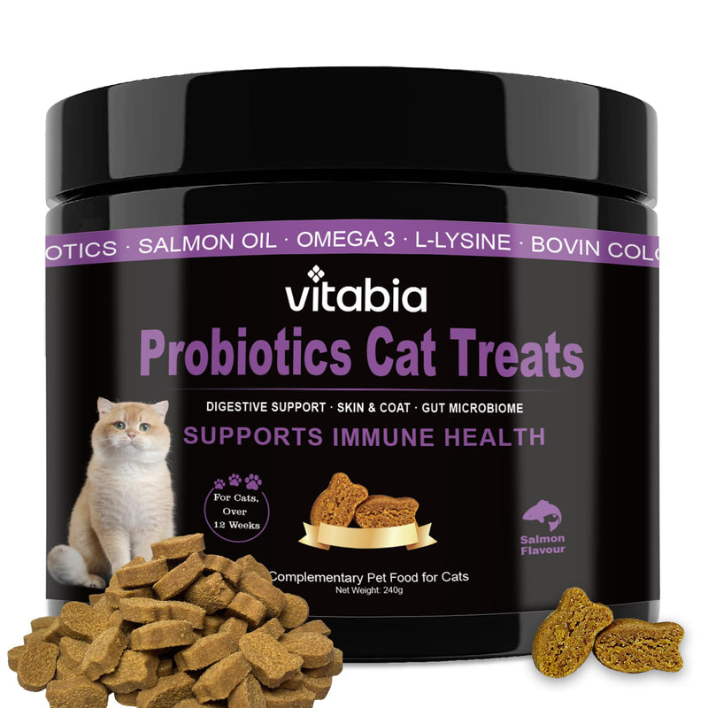 Probiotics for Cats with Lysine, Omega 3 Fish Oil & Vitamins | Cat Treats for Itchy Skin, Allergies and Flea Treatment | Digestive Health & Immune Support | Cat Food Supplements (120 Count) 160 Count
