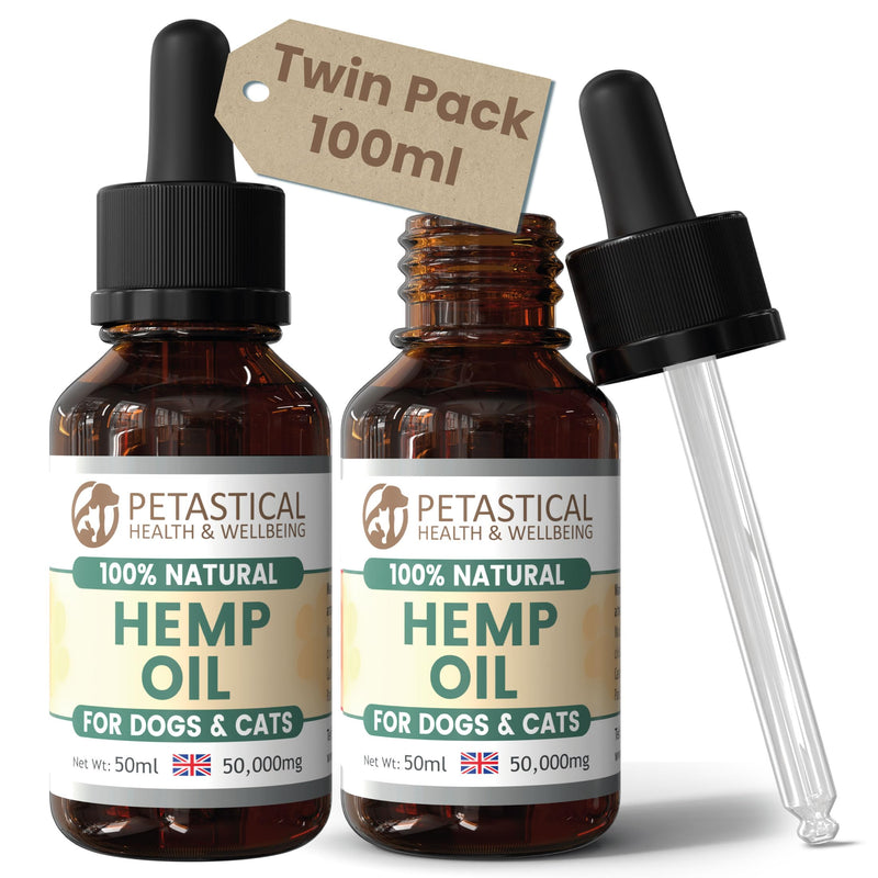Hemp Oil for Dogs, Cats - Natural Calming Aid Omega Vitamins Rich Supplement Drops for Pets, Hip Joint, Valerian Skullcap Alternative - 100 ml 100ml