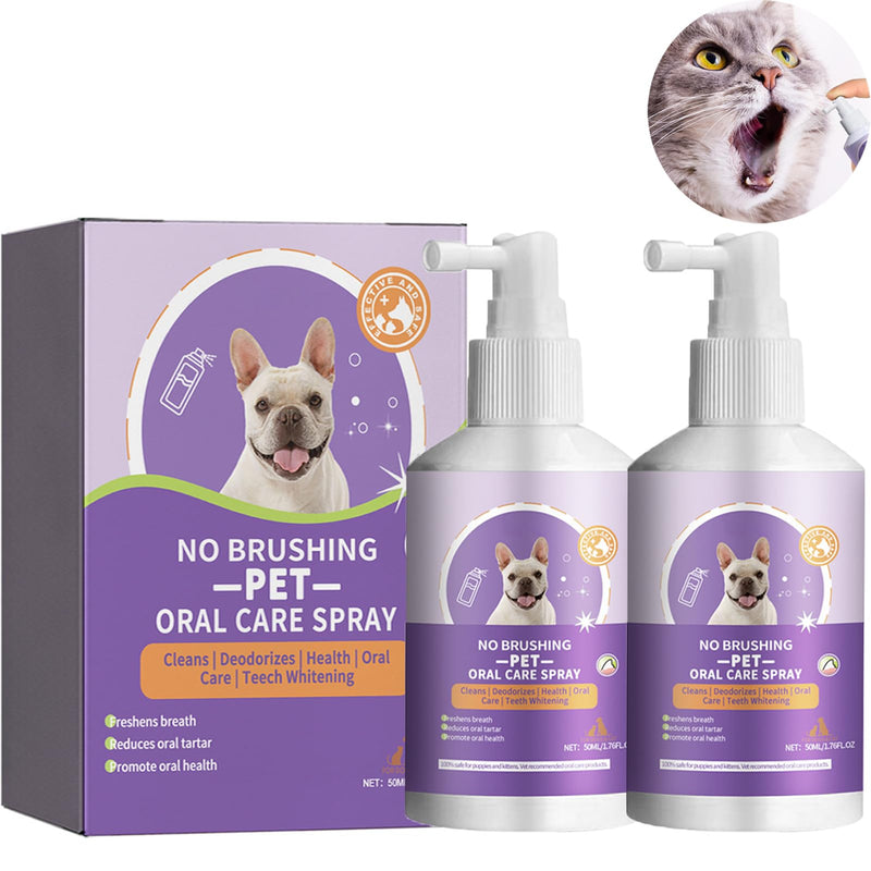 Teeth Cleaning Spray for Dogs & Cats - 2pcs Dog Teeth Cleaning - dog breath Spray - Dog and Cat Natural Breath Freshener - Get rid of Bad Breath - Relieve Teeth and Gums and Other Discomforts