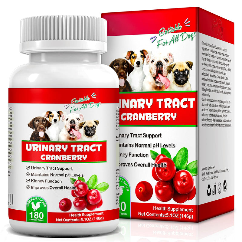 Urinary Tract Treatment for Dogs, 180PCS Natural Dogs Urinary Tract Infection Tablets Supports Bladder & Kidney, Keep Pet Renal Health & UTI Care Dogs, Chicken Flavor