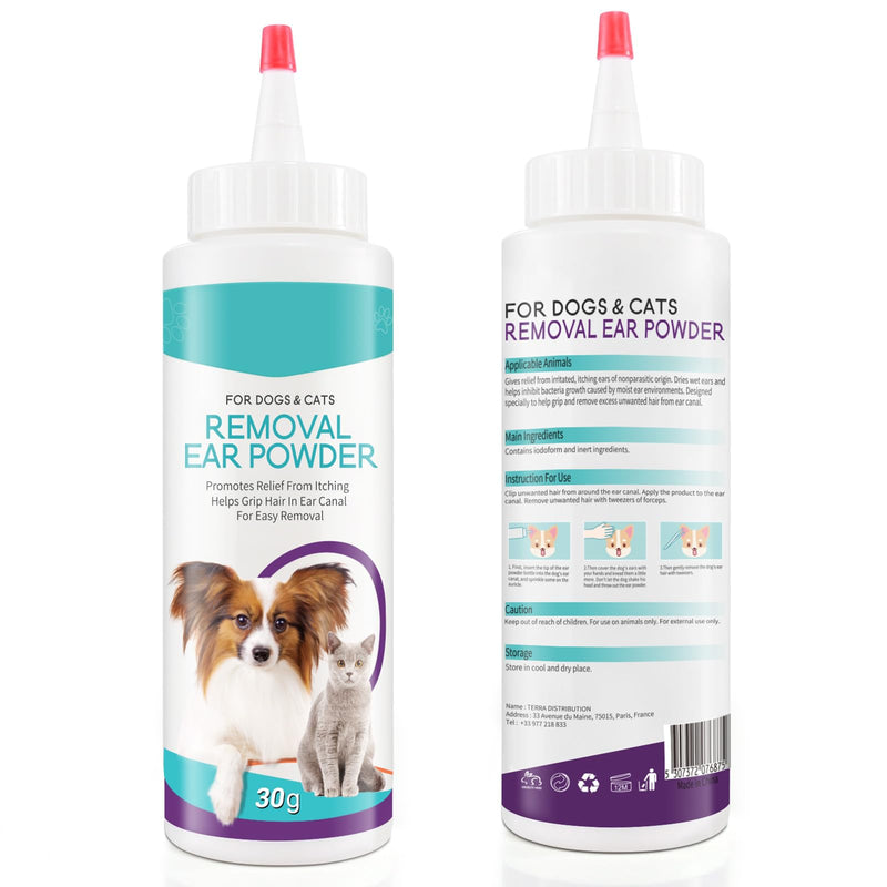 Dog Ear Powder,30g Canker Powder For Dogs Ears,Dog Ear Cleaner, Ear wash for Dogs & Cats,Effectively Removes Debris,Waxy,Buildup and Ear Odor,Soothes Itchy & Inflamed Ears
