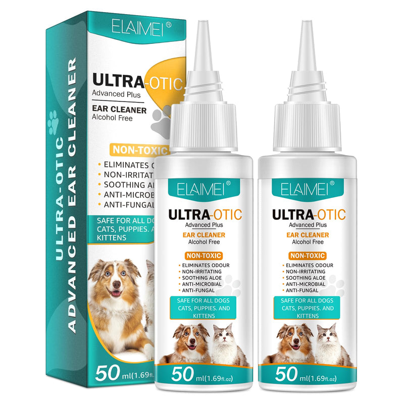 Ear Care For Dogs,2PCS (50mlx2) Ear Cleaner For Dogs Provides Relief For Yeast Infection,Itching And Odours-Ear Drops for Dogs Is An Antibacterial Dog Ear Cleaner For Puppy,Cats And Dogs