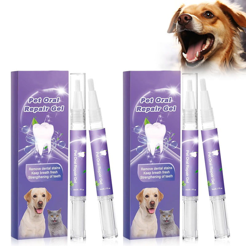 4 Piece Pet Oral Repair Gel Pen for Dogs, Pet Oral Restoration Whitening Gel Cleaning Pen for Pet Toothbrushes, Pet Dental Cleaning Pen for Oral Care of Pets