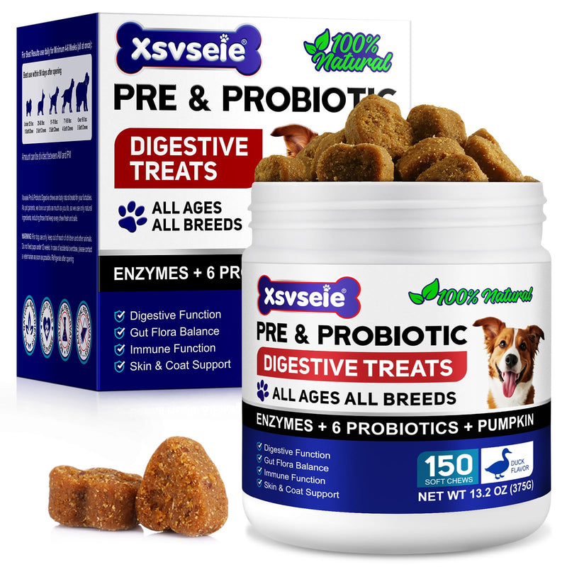 Probiotics for Dogs Gut Health, 150 Probiotic Chews For Dogs, Dog Probiotic Supplements, Support Pets Digestive Care | Itchy Skin | Allergies, Dog Probiotics for Gut Health for All Breeds & Ages