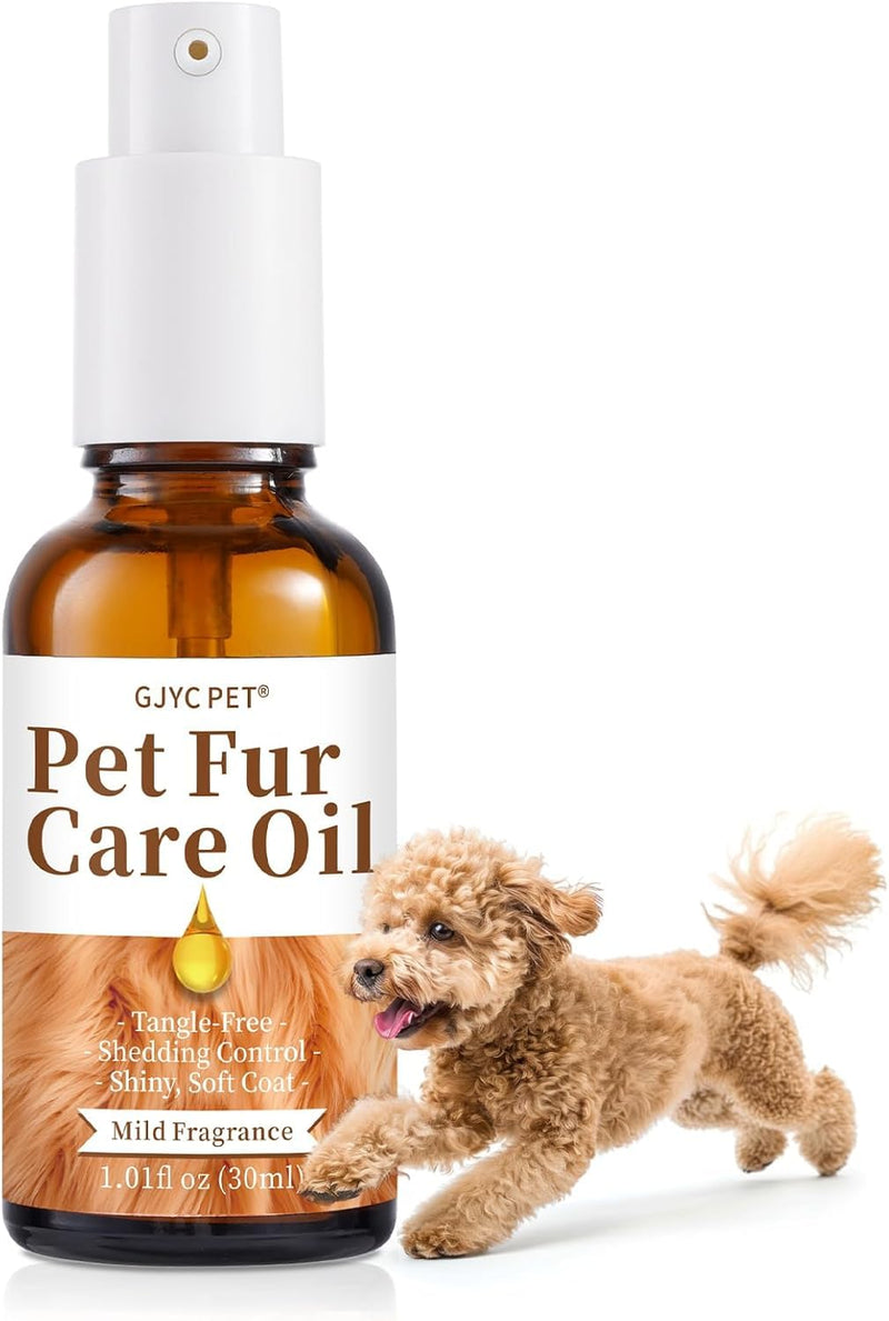 Pet Fur Care Oil for Dogs & Cats - Tangle Remover, Shiny & Silky Coat, Nourishes Fur with Collagen & Natural Oils - Leave-in Formula, 30ml (Mild Fragrance) Mild Fragrance