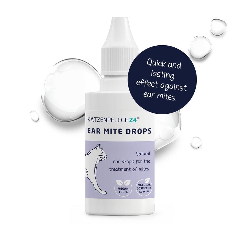Cat ear drops 50ml to fight ear mites, itching, and ear inflammation - Natural immediate effect and gentle care for cat ears - Ear mite treatment for cats & dogs