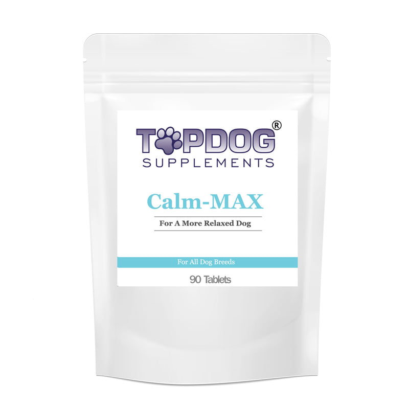 Calm-MAX Dog Calming Tablets Supplement Stress Anxiety Hyperactivity Relief UK 90