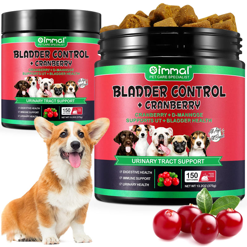 Bladder & Kidney Support for Dogs, Urinary Tract treatment and Bladder Control Supplement, Soft Chews with Cranberry and D-Mannose, Natural Immune System Booster - Peking Duck Flavor (150Pcs) 150Pcs