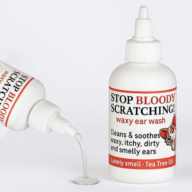 Ear Wash | Antibacterial Dog Ear Cleaner Drops | Soothes Itching, Odors & Discomfort | Removes Wax Build-Up, First Aid Antiseptic Ear Drops for Dogs | 118ml