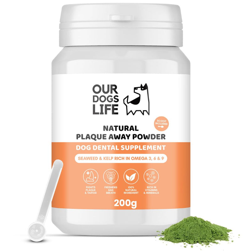 DogsLife Plaque Off Powder for Dogs - 200g | Organic Dog Teeth Cleaning Product | Tartar Remover & Breath Freshener | 100% Natural Dog Plaque Remover 1 count (Pack of 1)