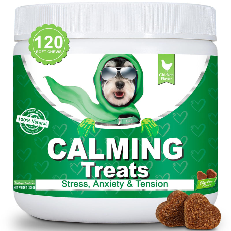 Bailey & buddies Calming Dog Treats - 100% Natural Soft Chews Reduce Stress, Fear, Barking, Aggression. Soothes Anxiety for All Breeds & Adult Ages for Small, Medium & Large Dogs