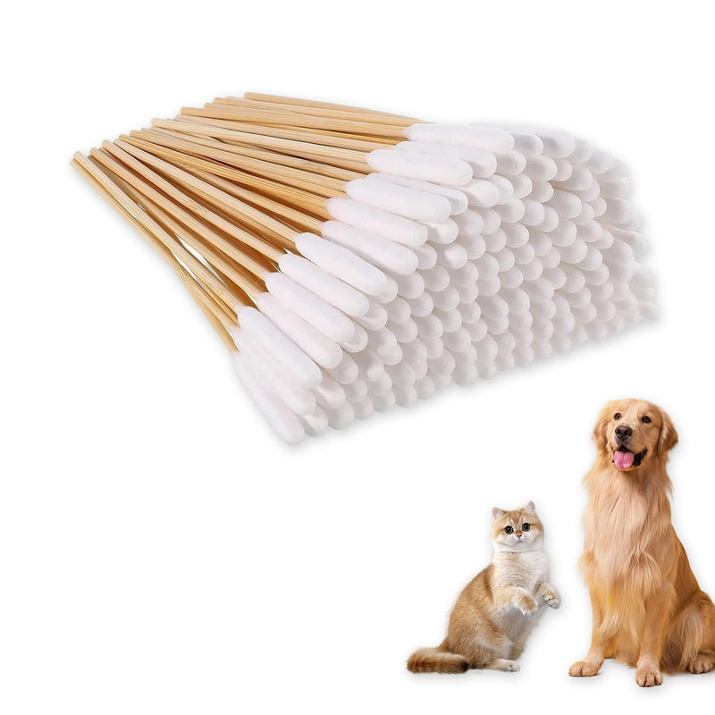 300Pcs Dog Ear Cotton Buds, 12cm Long Cleaning Swabs Dog Ears Cleaner, Stinky Stuff For Dogs And Cats Ears Cleaning, Swab Sticks Remover Itchy, Cotton Buds For Animals Ear Wax Infection Removal
