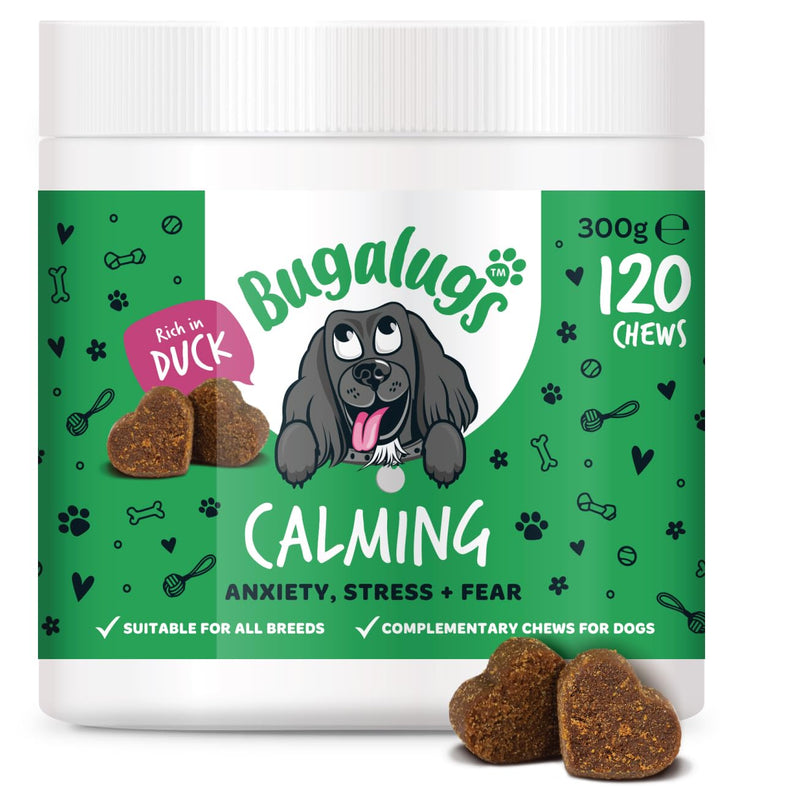 BUGALUGS Calming Treats for Dogs - Helps Stress, Fear, Barking, Reactivity, Aggression, Travel – 120 chews