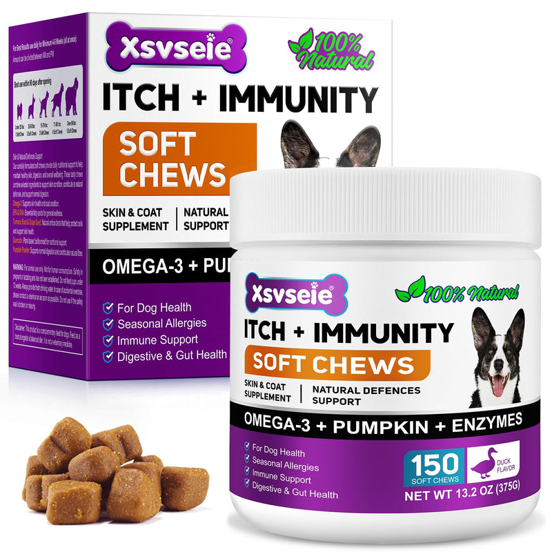 Dog Allergy Relief Treats(150 Chews) - Itchy Dog Skin Relief, Anti Itch Chews for Dogs - Soothe Itchy Skin, Paws, Eyes, Ears - Stop Itching, Licking, Scratching for All Breeds and Sizes 1