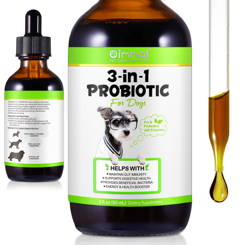 Probiotic For Dogs, 60ml Probiotic Drops For Dogs, Probiotics To Support Gut Health, Immune Enhancement, Relief Of Gastrointestinal Discomfort, Pre & Probiotics With Enzymes