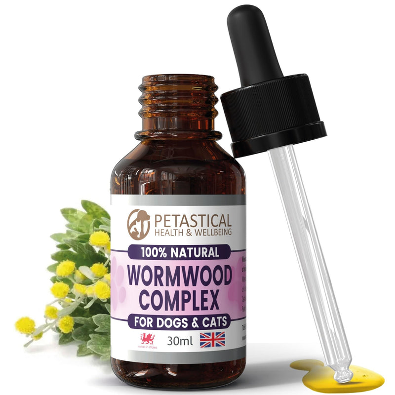 Wormwood for Dogs Cats, Natural Liquid Supplement Drops for Intestinal Hygiene, No Nasty Chemicals, Made in UK (30ml.) 30ml.