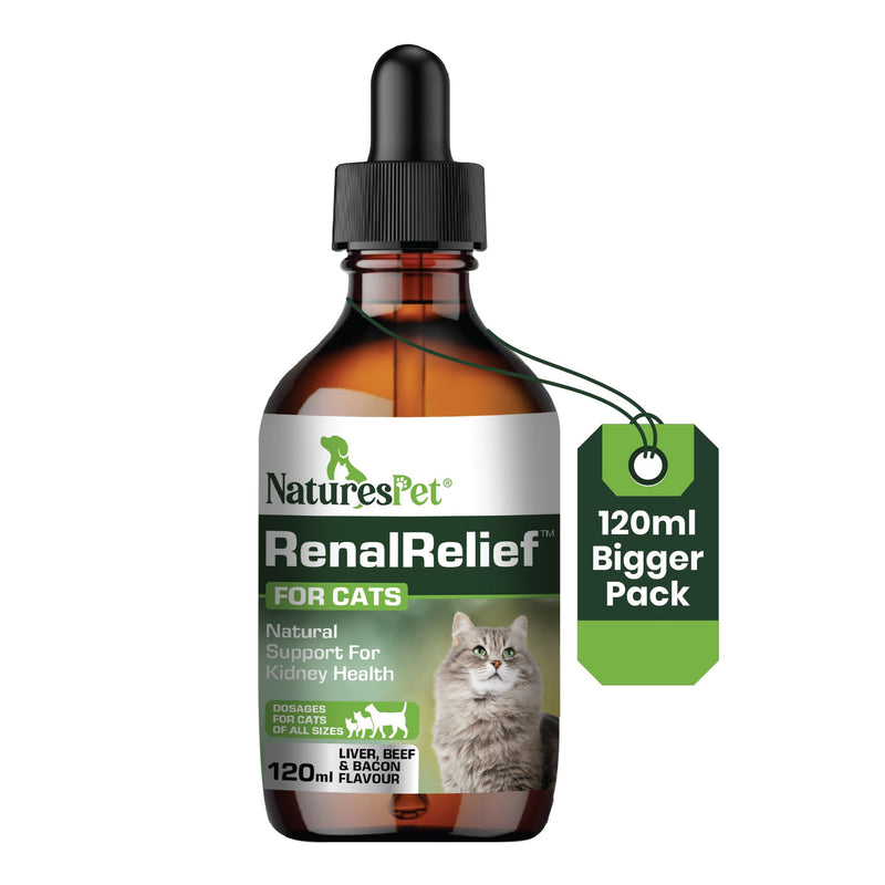 RenalRelief – Kidney Support Supplement for Cats (120ml) | Supports Urination, Detox & Fluid Balance | Beef, Liver & Bacon Flavour