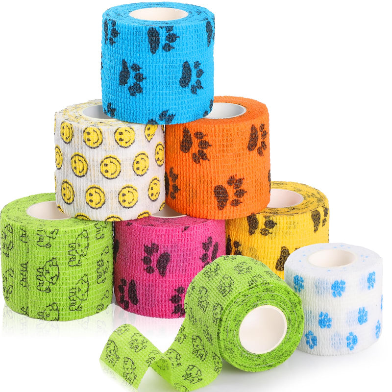 GeeRic Pet Wrap Bandage, Self-Adhesive Bandage Wrap. Non-Woven Tape for Dog Legs, Paws, Wounds, 7 Rolls 5cm Wide 4.5 Meters Long