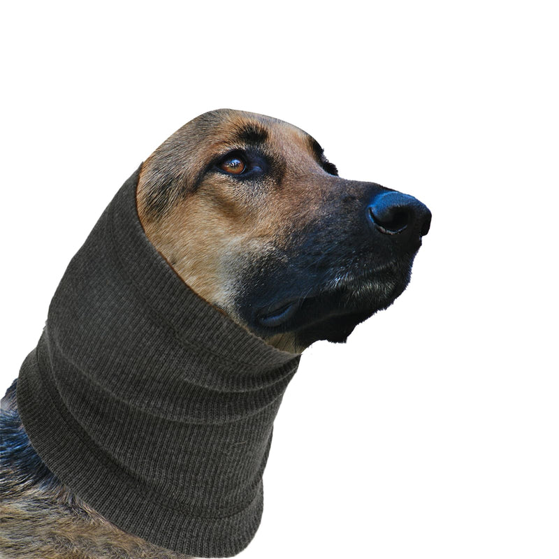 Dog Calming Hood with Ear Covers, Anxiety Relief Head Protection, Grooming and Bath Neck Warmer (Gray, S) Gray