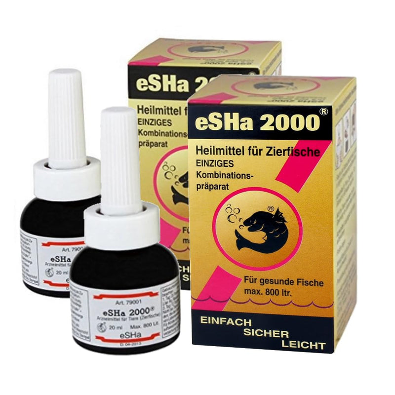 Esha Esha2000 Double Pack 2 x 20 ml for 1600 Litres (Broad Spectrum Effect Against Fungus, Fin Rot and Bacterial Skin Infections)