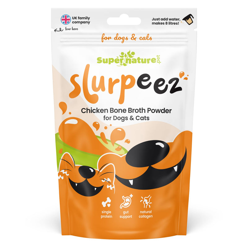 Supernature Slurpeez Chicken Bone Broth Powder for Dogs & Cats 250g | 100% Pure Single Protein Chicken for Dogs & Cats, Food Topper for Picky Eaters, Enrichment, Collagen, Joint & Gut Health