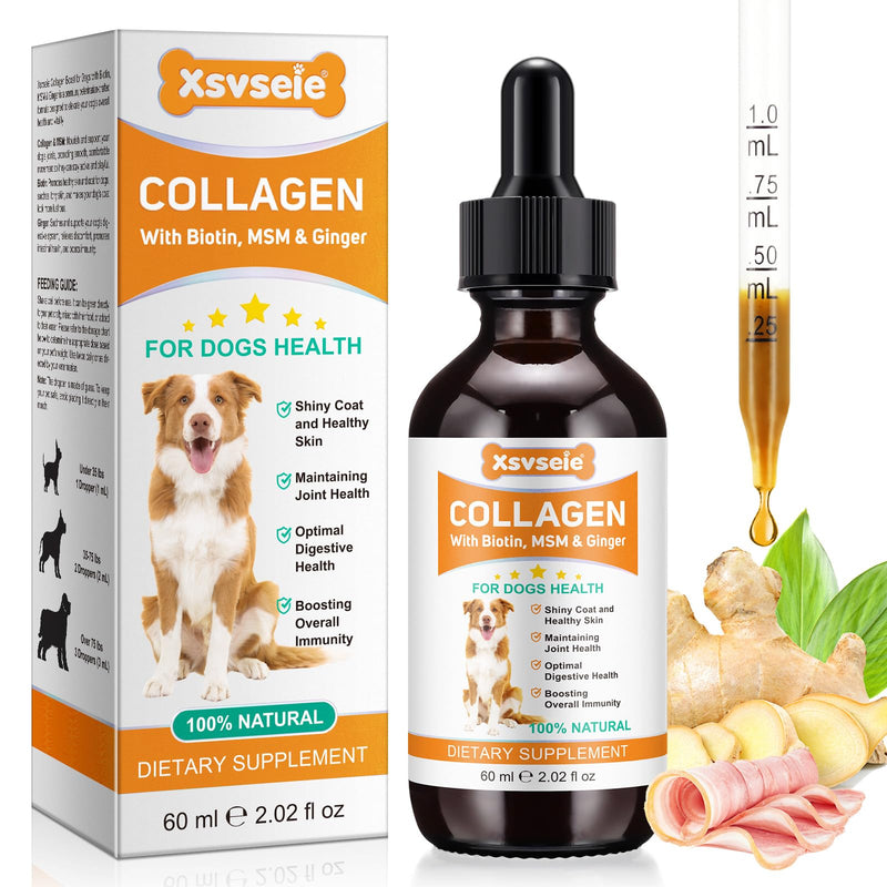 Liquid Collagen for Dogs 60ml - Supports Hip Flexibility,Collagen for Dogs - Skin Health & Itch Relief,Promotes Digestion, Immunity & Coat Vitality,Joint Supplement for Dog 1Pcs