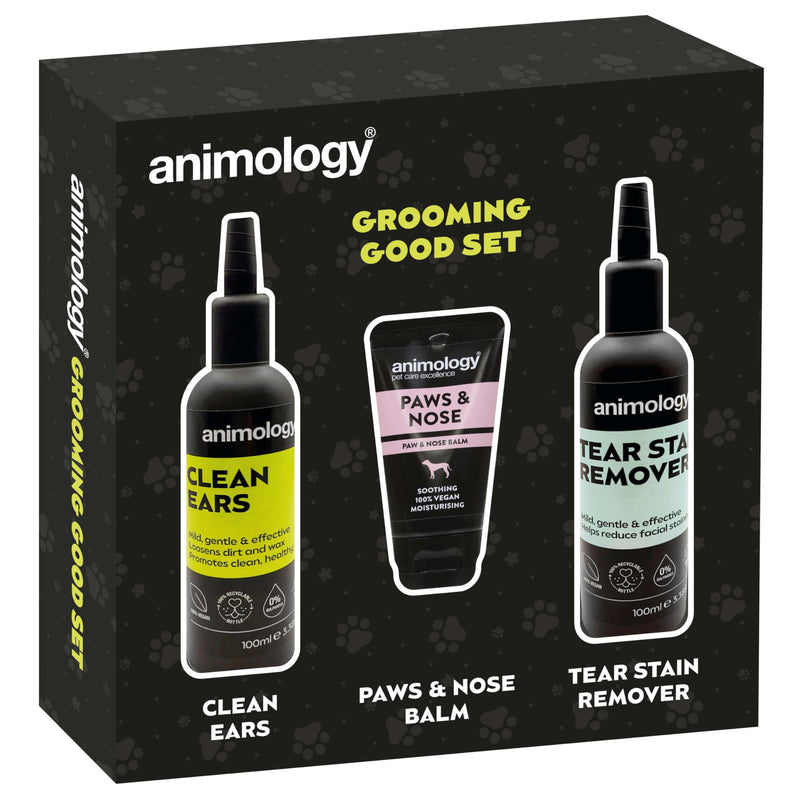 Animology Grooming Good Set, Dog Gift Set with Clean Ears Solution, Tear Stain Remover and Nose and Paw Balm