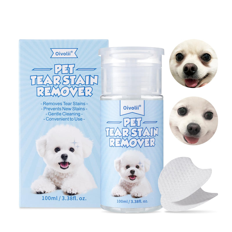 Natural Tear Stain Remover Liquid for Dogs and Cats – Gentle,Safe & Non-Irritating Formula Effective Cleans Pet Tear Stains Eye Debris, Discharge, Mucus Secretions