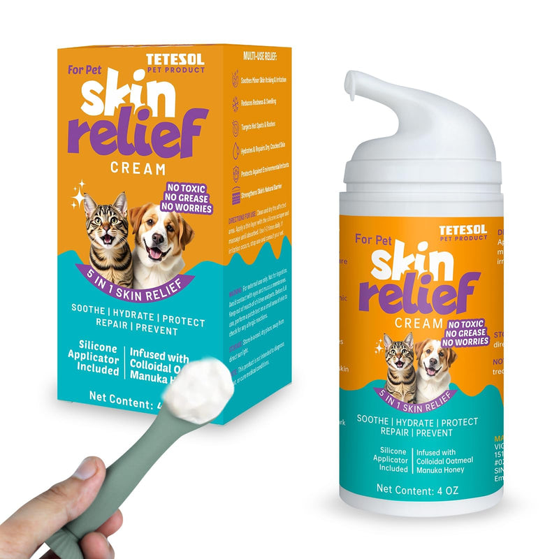 Dog Cream Moisturiser for Itchy Dry Flaky Skin, Allergy Relief, Hot Spot, Rash, Eczema, Small Wounds, Sores,Irritated & Inflamed Paw and Skin Fold-for Dogs & Cats 100g