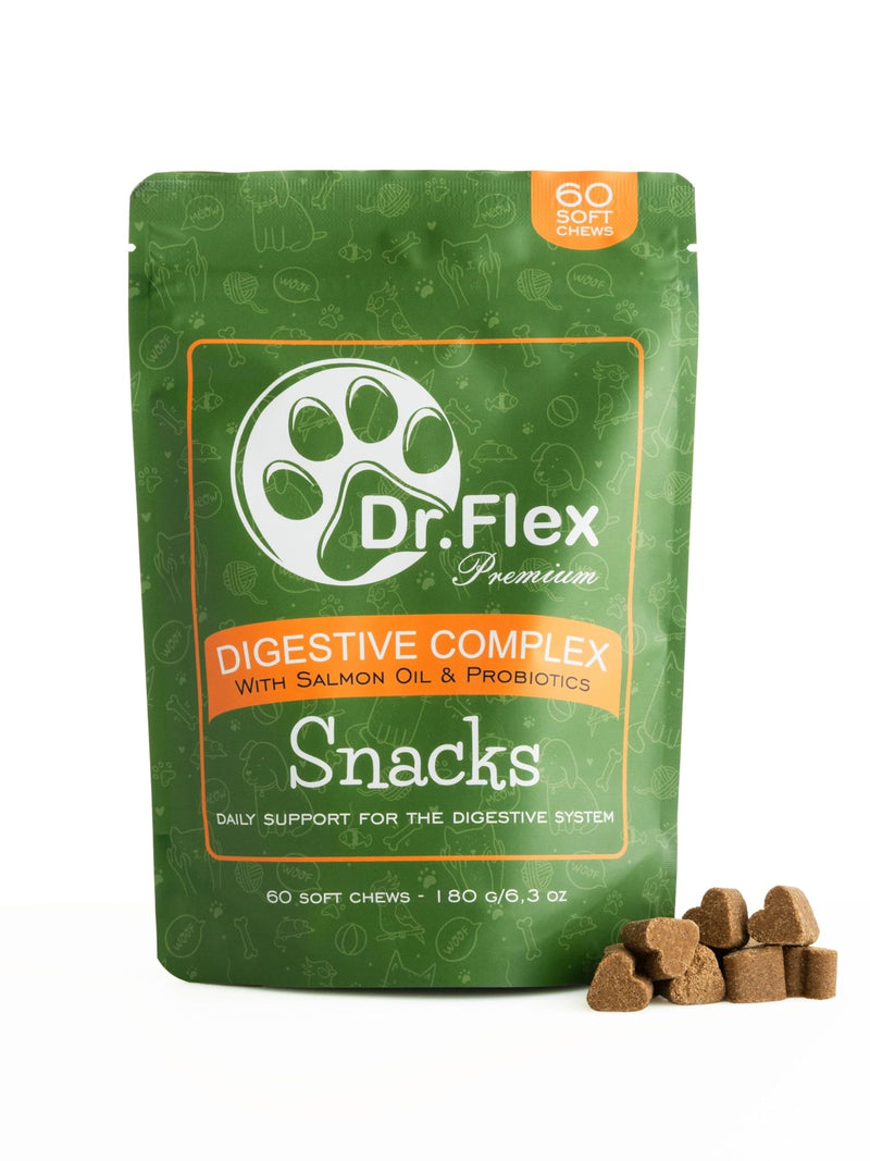 Dr. Flex Probiotic Soft Chews for Dogs – 100% Supports Gut Health & Immunity - 60 Delicious Treats with Colostrum, Brewer’s Yeast, Salmon Oil & Chicory Root Digestive Complex