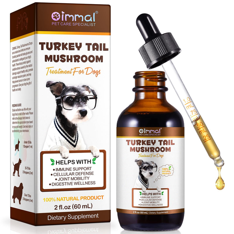 Turkey Tail Mushroom for Dogs - Critical Immune Defense Dogs, Turkey Tail Mushroom Liquid Extract for Immune & Digestive Drops for Pet, with 5X Mushrooms, Turmeric & Probiotic 2 oz for dog