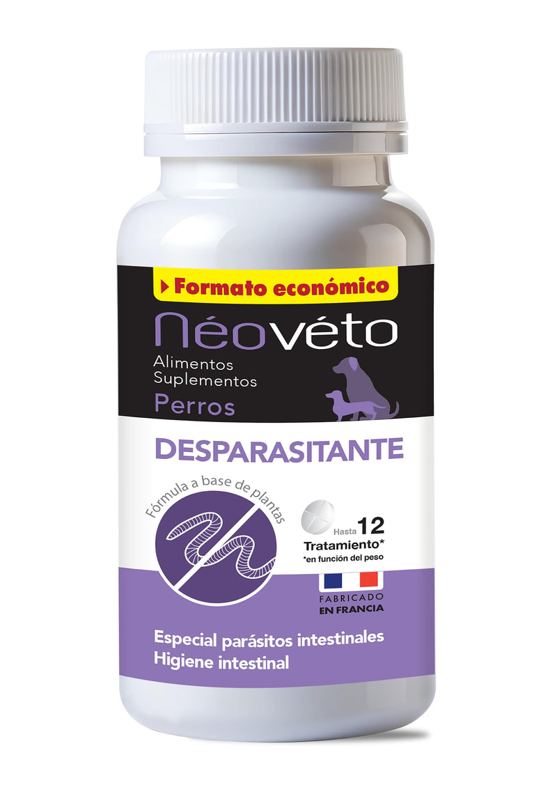 NEOVETO - Vermipurge - Antiparasitic for Dogs in Natural Tablets - Active Principles Approved by the French Veterinary Services - 30 Appetizing Tablets