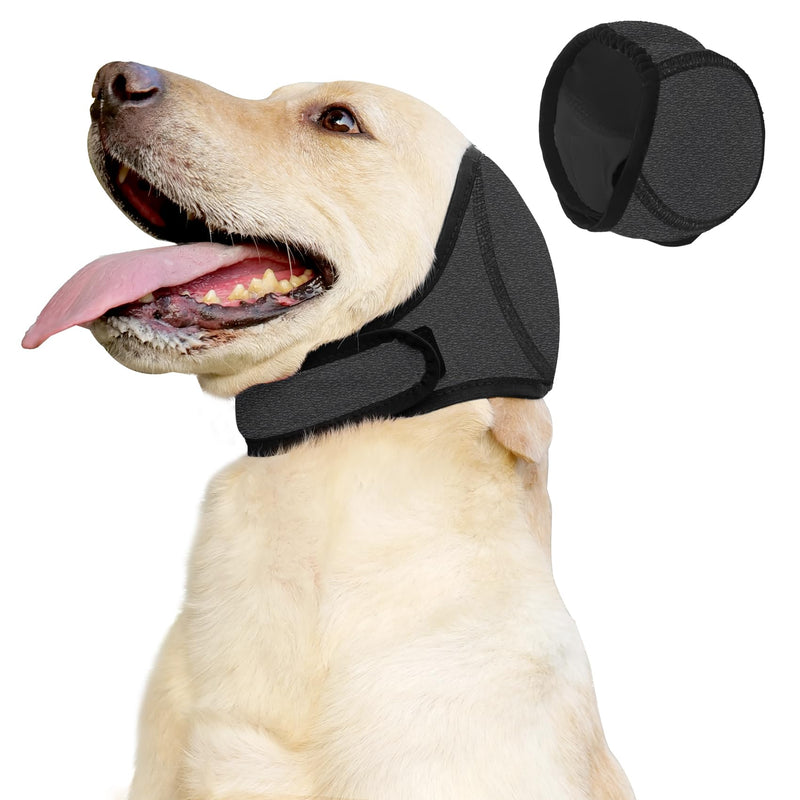 Dog Bath Earmuffs, Waterproof Swimming Ear Protection Cover with Noise Reduction, Breathable & Adjustable Dog Ear Protection Against Dirt, Insects (Grey L) Grey