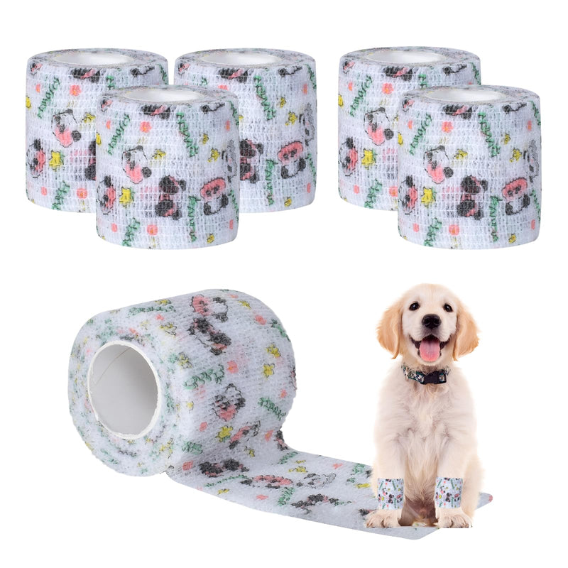 6-Pack Self-Adhesive Vet Wrap | Cohesive Bandage for Pets & Humans – Supports Sprains, Swelling (Finger, Wrist, Knee, Ankle) (5CM*400CM,Panda) 5CM*400CM,Panda