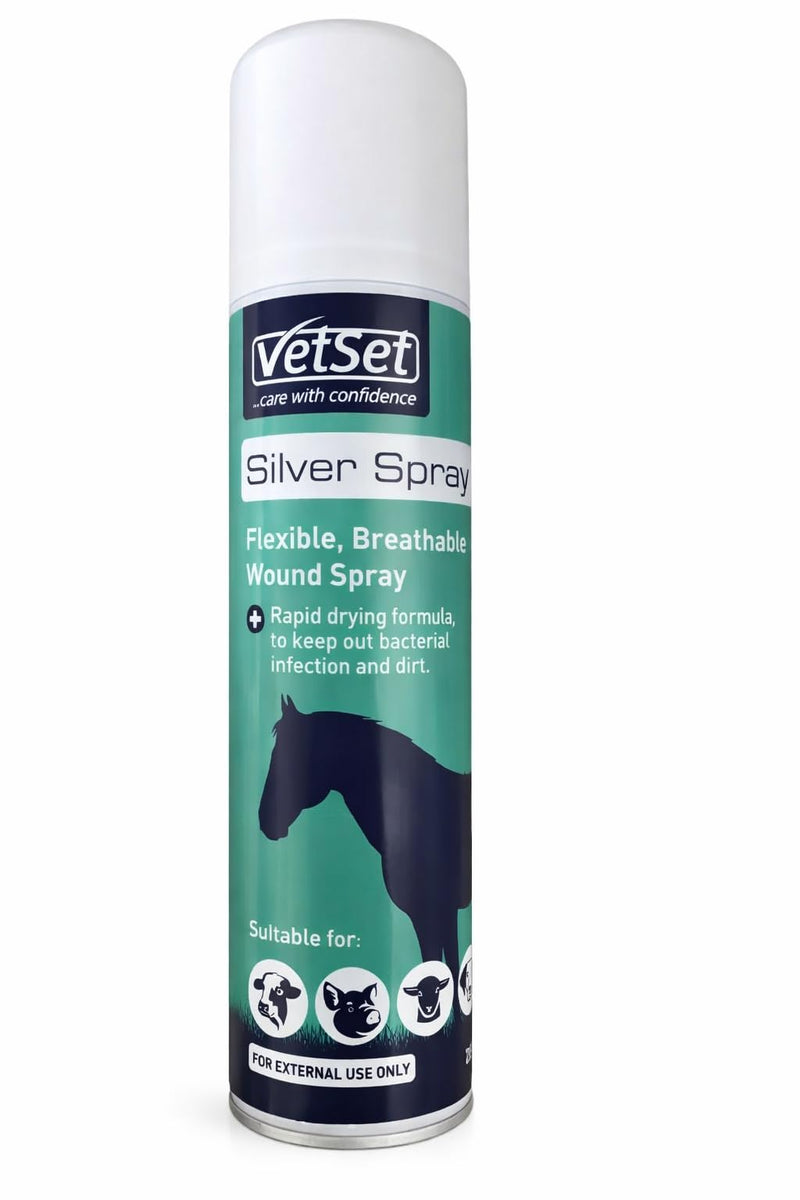 Silver Aluminium Spray for Animal Wounds | Veterinary Antiseptic Silver Spray for Horses, Dogs, Livestock & Equine Use | Breathable Protective Coating for External Wounds & Abrasions, 250ml Silver Spray 250ml (Pack of 1)