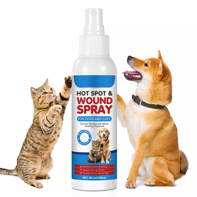 Vet-Recommended Hot Spot Spray for Dogs & Cats 120ml - Natural Wound Care with Quantum Silver & Lavender|Soothes Itchy Skin,Redness & Anxiety|Anti-Infection & Fast Healing