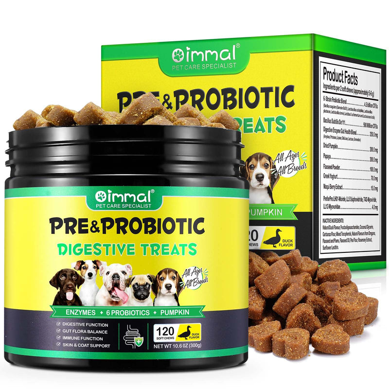 Probiotic Chews for Dogs – Daily Digestive Balance with Prebiotics & Natural Ingredients – Supports Gut Flora, Skin & Everyday Vitality – Duck Flavour (120 Soft Chews)