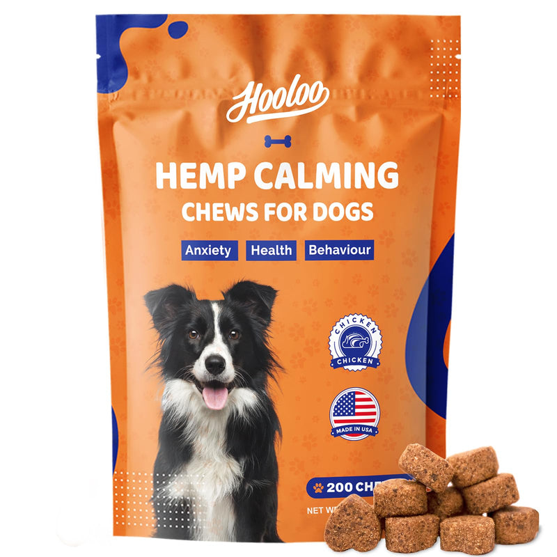Calming Dog Treats, 200 Count Hemp Calming Treats For Dogs | Reduce Stress, Fear, Separation Anxiety, Barking, Hyperactivity, Reactivity, Aggression, Travel Issues | 100% Natural Dog Calming Treats Chicken-200count