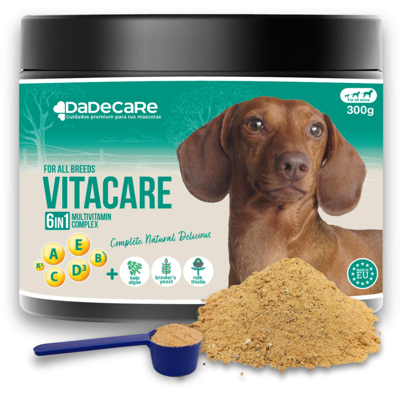 Vitacare Dog and Cat Multivitamin Supplement Powder 300g - Natural Vitamins with Kelp, Brewers Yeast and Milk Thistle - Daily Immune Support for Healthy Coat and Strong Bones