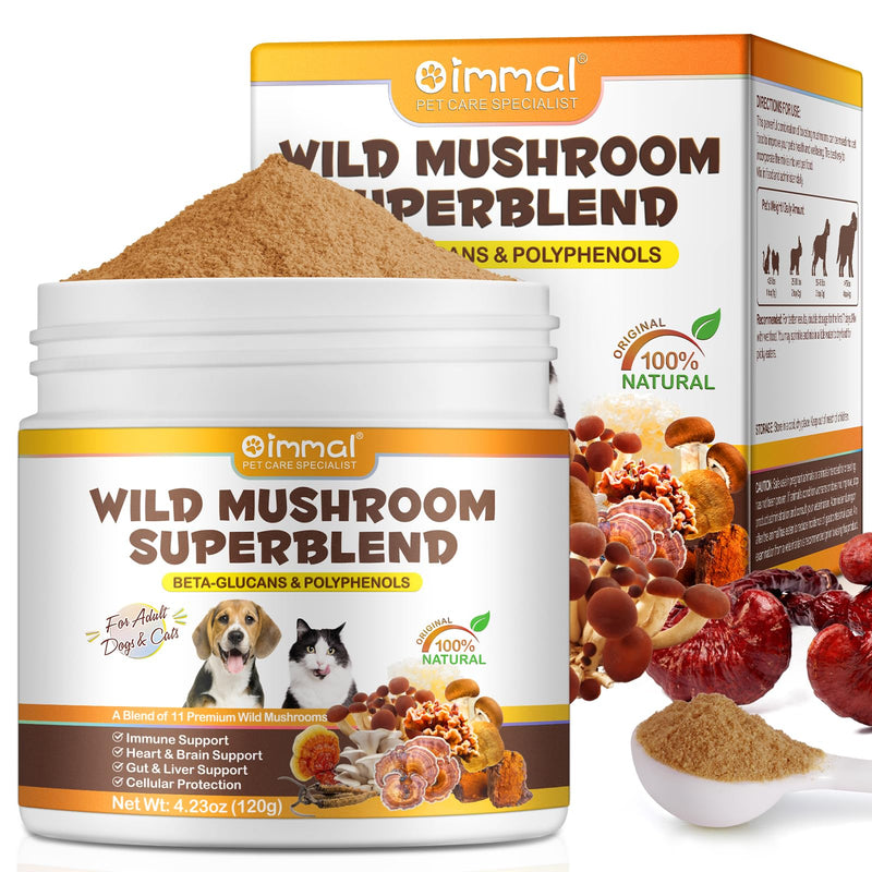 Mushroom Powder for Dogs, Wild Mushroom Supplement for Cats, Dog Multivitamin, Mushroom Supplement for Dogs, Boosting Immunity, Gut Digestion, Easy To Absorbed 4.23 OZ