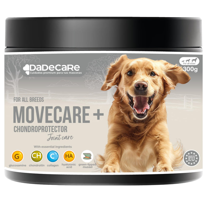 Movecare+ Joint Supplement for Dogs 300g - Glucosamine, Chondroitin, Green Mussel and Hyaluronic Acid - Powder Supplement for Dog Joints - Hip, Mobility and Cartilage Support